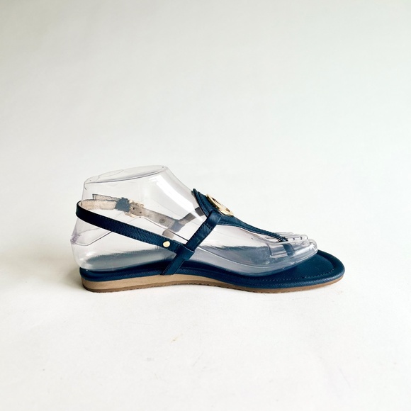 New Michael Kors Navy Crossgrain Leather Sandals size 7 - Picture 3 of 15